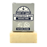 A box of Savvy Fit Soaps Nonscents Bar, plant-based and USA-made, showcasing a natural and fragrance-free skincare product.